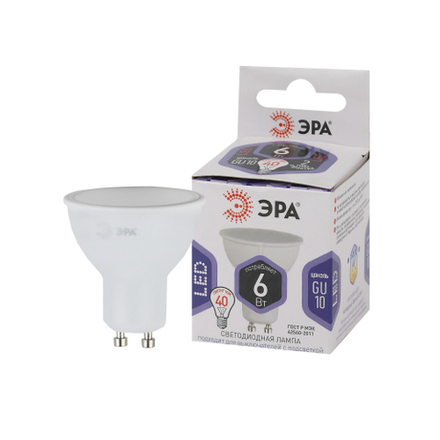 Лампочка светодиодная ЭРА STD LED MR16-6W-860-GU10 GU10 6Вт софит холодный дневной свет