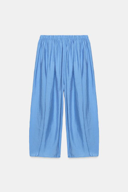 ZARA ОБЪЕМНЫЕ СТРУЯЩИЕСЯ БРЮКИ, СИНИЙ