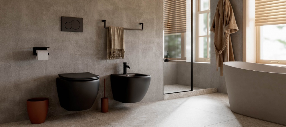 Комплект подвесной безободковый унитаз Ceramica Nova Metropol Rimless с крышкой-сиденьем CN4002MB, черный матовый + инсталляция Creto Standart 1.0