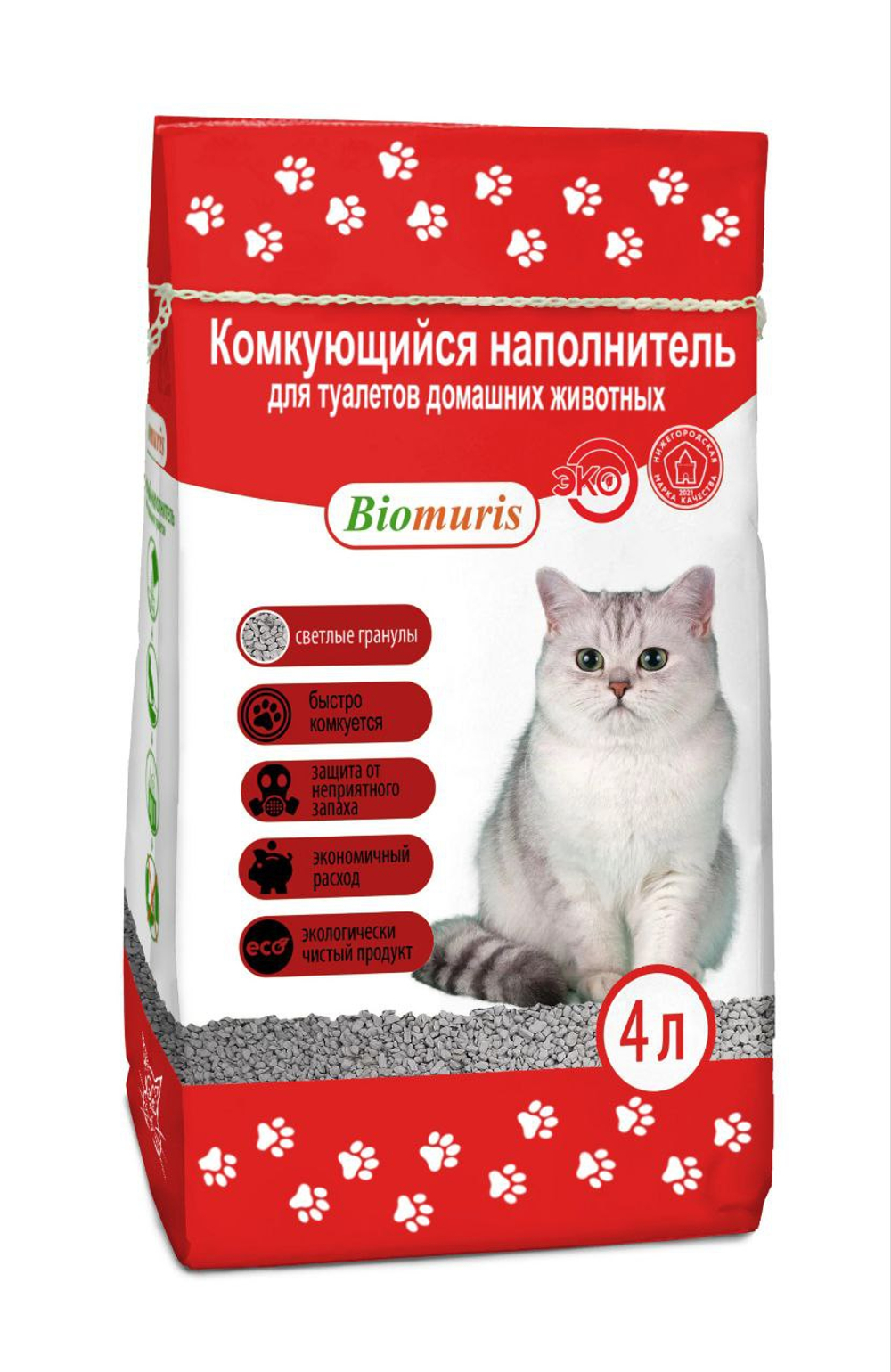 Biomuris Цеолитовый, минеральный наполнитель для кошачьих лотков Биомурис 2кг