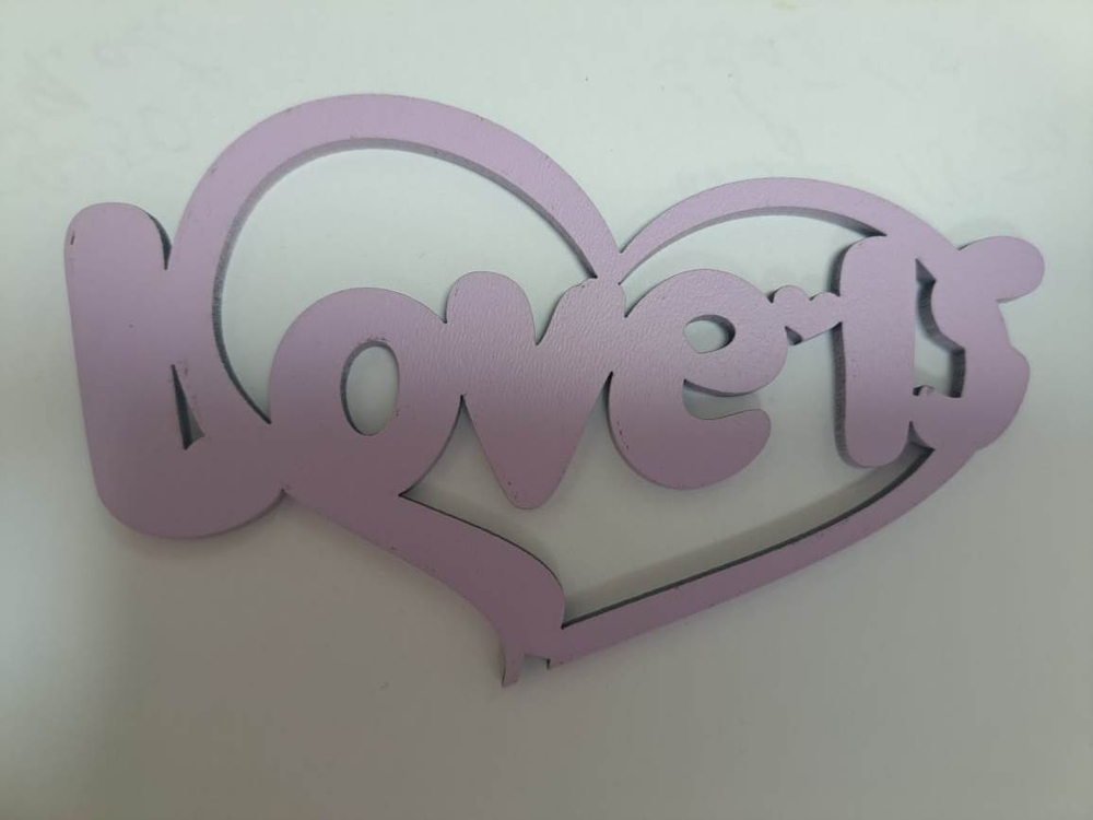 Топпер деревянный "Love is" сиреневый