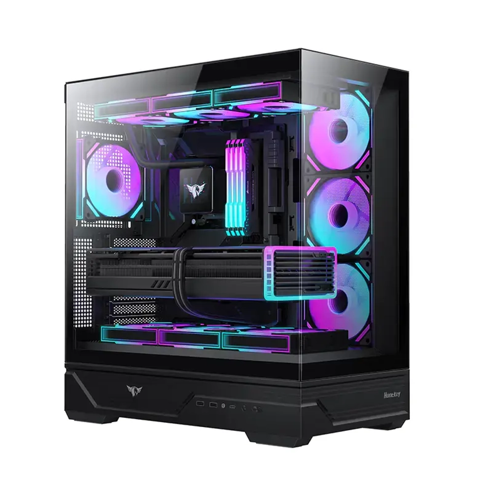 Компьютерный корпус Huntkey MVP Destiny, Без БП, 0.7mm, 1xType C, 2xUSB3.0, HD-Audio, ATX, Black