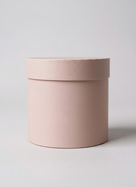 Плотная шляпная коробка с крышкой без лент. Цвет; Пыльно розовый.