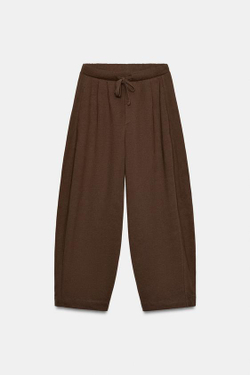 ZARA БРЮКИ BALLOON, СВЕТЛО-КОРИЧНЕВЫЙ