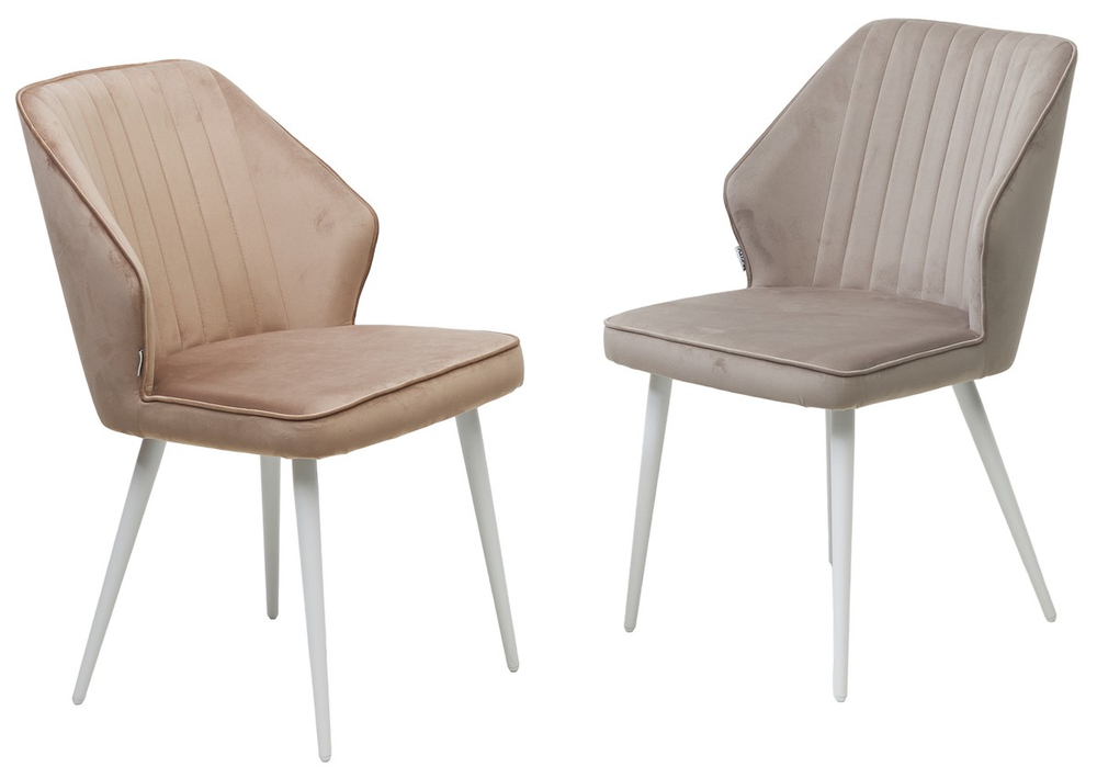 Стул М-City DISAUR Сиэтл -В (Seattle-V) Бежевый 5, Велюр, Белый каркас