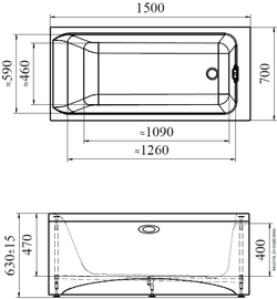 Акриловая ванна Radomir Vanessa (Радомир Ванесса) Агата 150х70, с каркасом