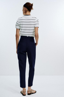 ZARA БРЮКИ С ВЫСОКОЙ ПОСАДКОЙ, МОРСКОЙ СИНИЙ