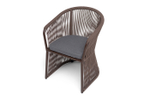 "Романо" стул плетеный из роупа, каркас алюминий коричневый (RAL8016) муар, роуп коричневый круглый, ткань темно-серая 027