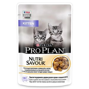 Корм влажный PURINA PRO PLAN NUTRISAVOUR для котят с курицей  в желе 85 гр/уп