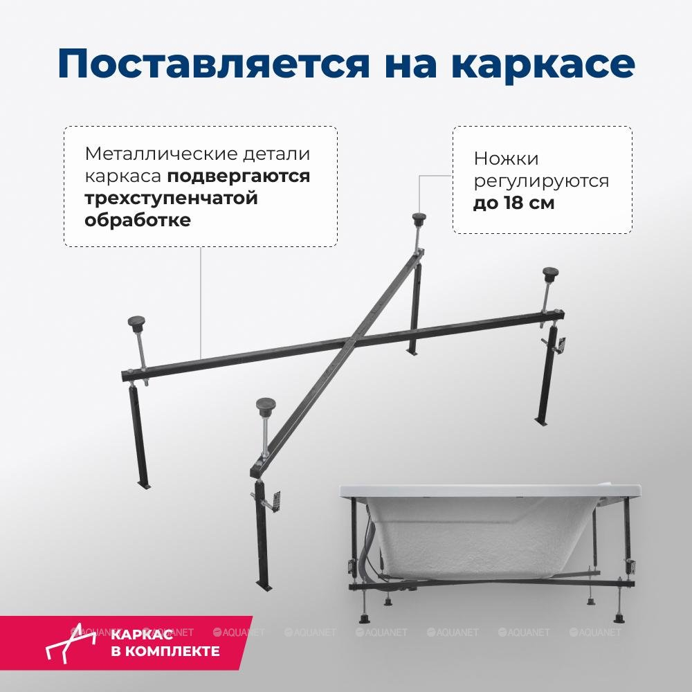 Акриловая ванна Aquanet (Акванет) West 130x70 с каркасом