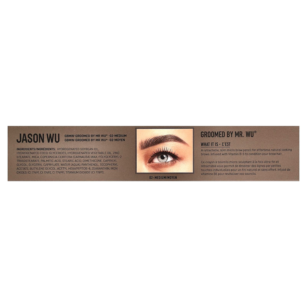 Jason Wu, Groomed By Mr. Wu®, микрокарандаш для бровей, оттенок 02 Medium, 0,09 г (0,003 унции)
