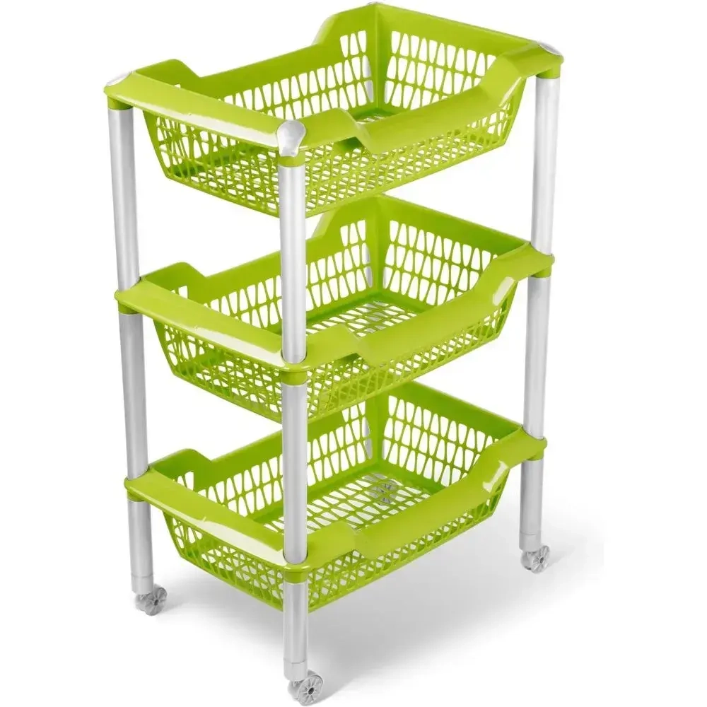 Этажерка универсальная Джета 3 корзины оливковая С735ОЛВ (комплект 4 шт)