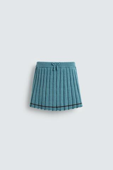 ZARA Х DISNEY ТРИКОТАЖНАЯ ЮБКА В СКЛАДКУ, СИНИЙ