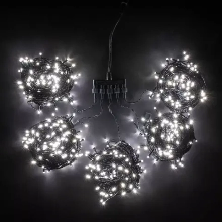 Комплект гирлянды на деревья 100 м., 5 лучей по 20 м, 24V, 1000 холодных белых LED ламп, черный ПВХ, LTC (KDD1000-11-1W)