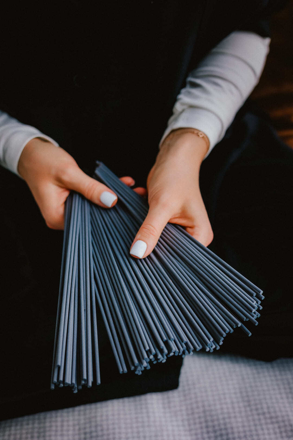 Серые фибровые палочки для диффузора 25 см, 100 штук