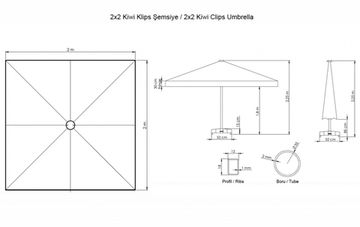 Зонт профессиональный Kiwi Clips 2000 квадратный бежевый полиэстер Турция