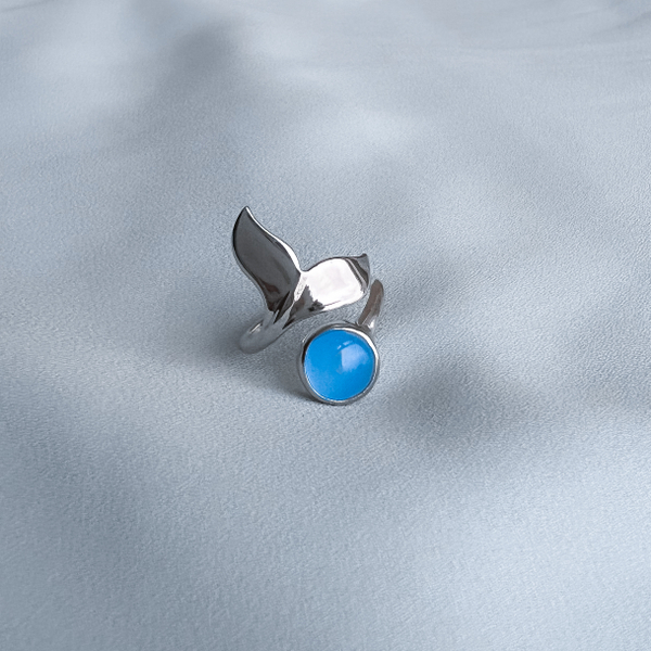 Кольцо Кит с голубым агатом