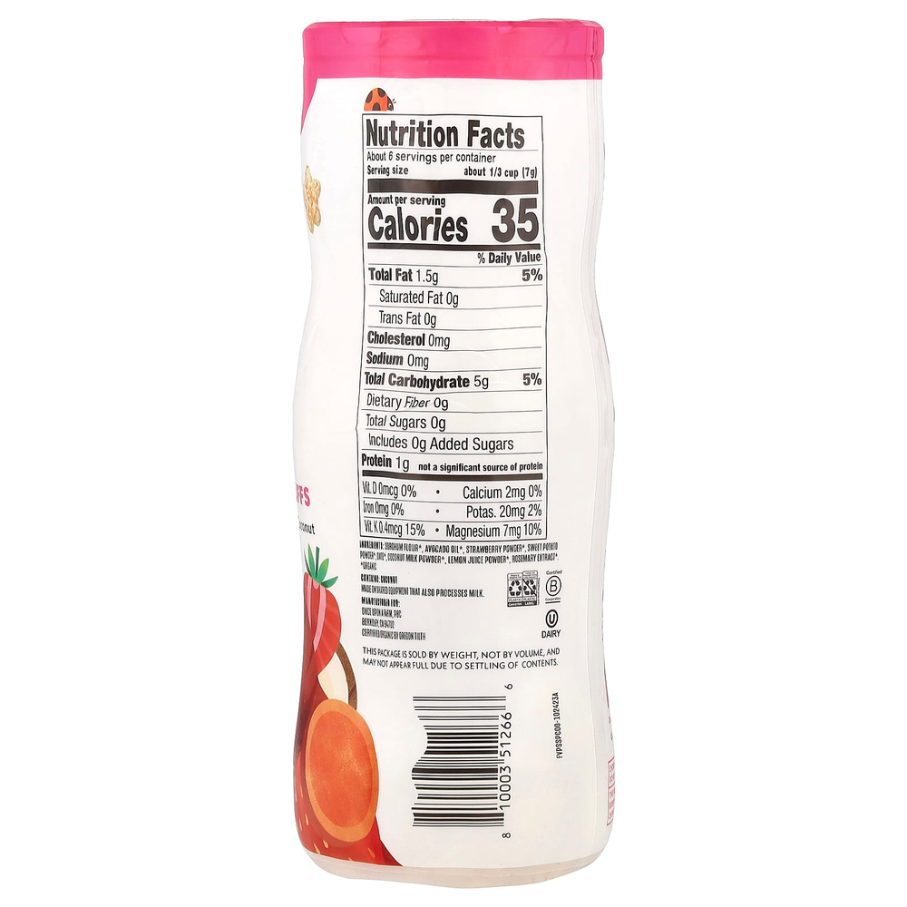 Once Upon A Farm, Органические фрукты и овощи, клубника, батат и кокос, несладкие, 42,5 г (1,5 унции)