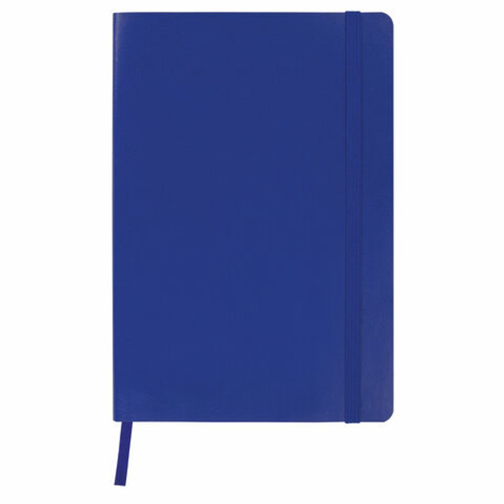 Блокнот в клетку с резинкой А5 (148x218 мм), 80 л., под кожу синий BRAUBERG "Metropolis Ultra", 111017