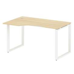 Metal System Стол криволинейный левый на О-образном м/к БО.СА-2 (L) Акация Лорка/Металл Белый 1400*9