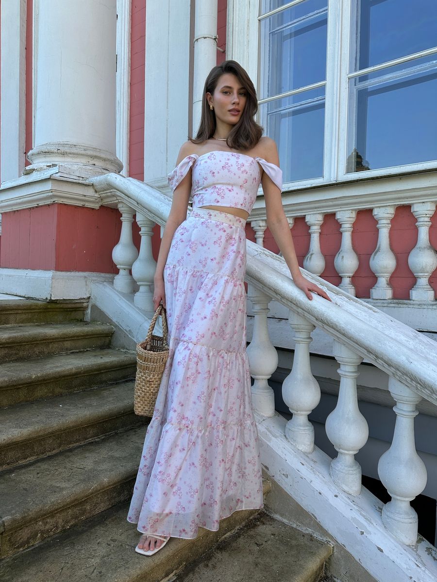 Юбка из тенселя макси с розами