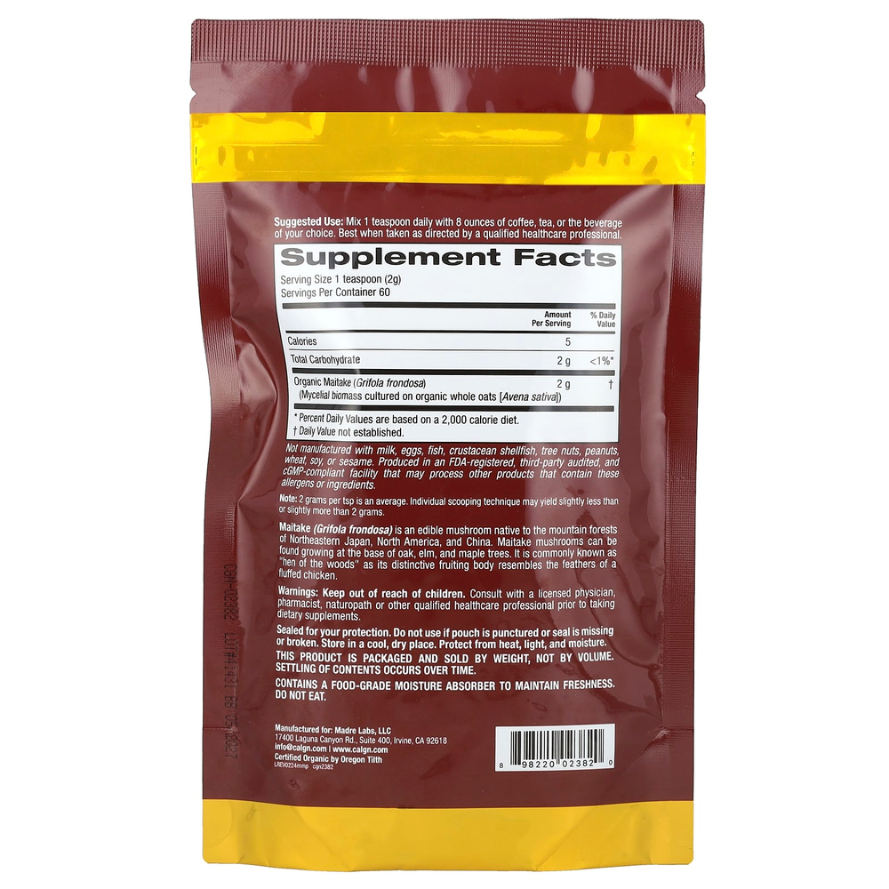 California Gold Nutrition, Fungiology®, порошок из сертифицированного органического гриба-барана, 120 г (4,2 унции)