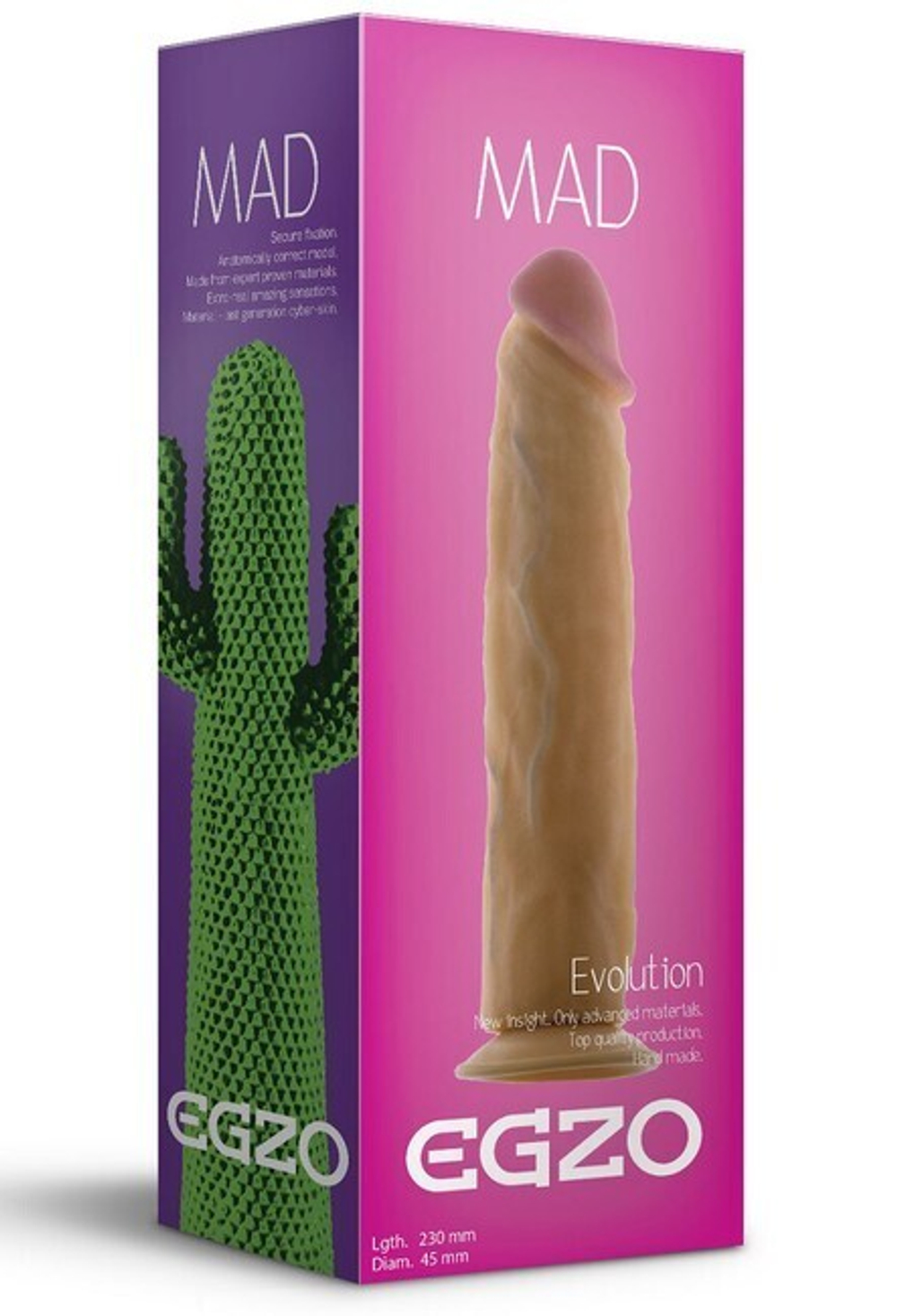 Телесный фаллоимитатор без мошонки Mad Cactus (23 см) (Цвет: телесный)