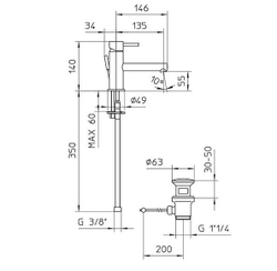 Bossini Oki смеситель для раковины однорычажный, с донным клапаном, цвет черный матовый
