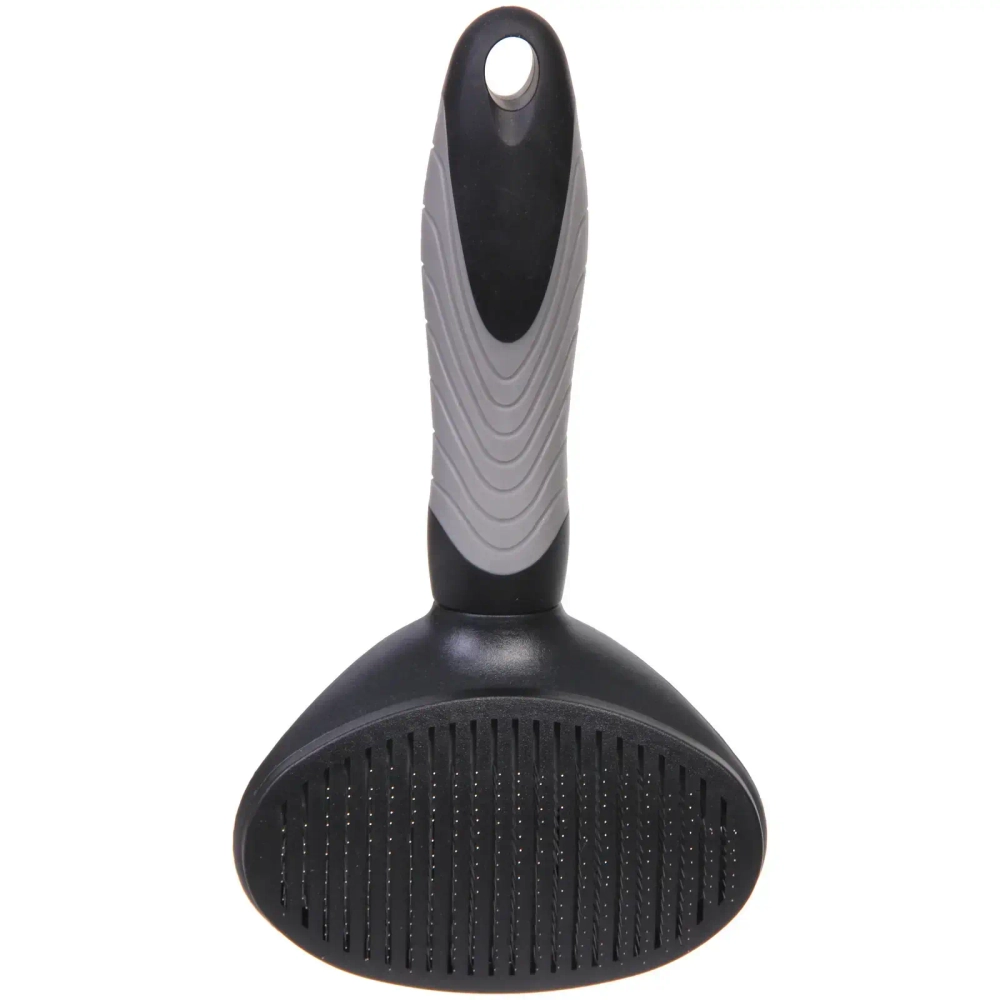 Расческа - пуходерка с кнопкой самоочистки «ПРЕМИУМ - МОЙ БРО», прорезиненная ручка, цвет серый/черный, 11.3*19.5см