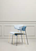 Кресло с обивкой Scab Design Lisa, сатинированная латунь, голубой