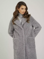 Шуба женская чебурашка тедди пальто из шерсти мериноса, серый, SilverFox