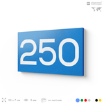 Номер на дверь 250, табличка на дверь для офиса, квартиры, кабинета, аудитории, склада, голубой 120х70 мм, Айдентика Технолоджи