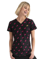 Топ медицинский женский HeartSoul HS638, черный, принт с единорогом, M