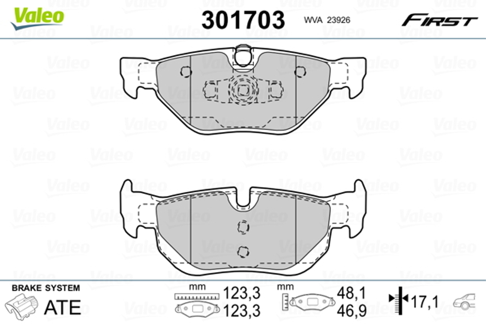 VALEO - 301703-VAL - Brake Pad Set, disc brake