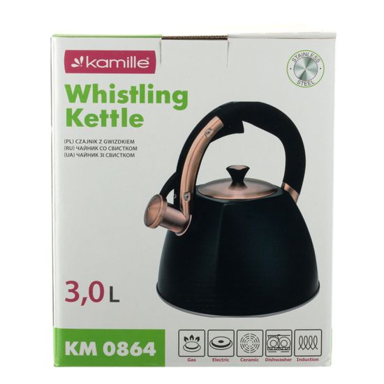 Чайник 3 л. из нержавеющей стали со свистком Kamille KM 0864