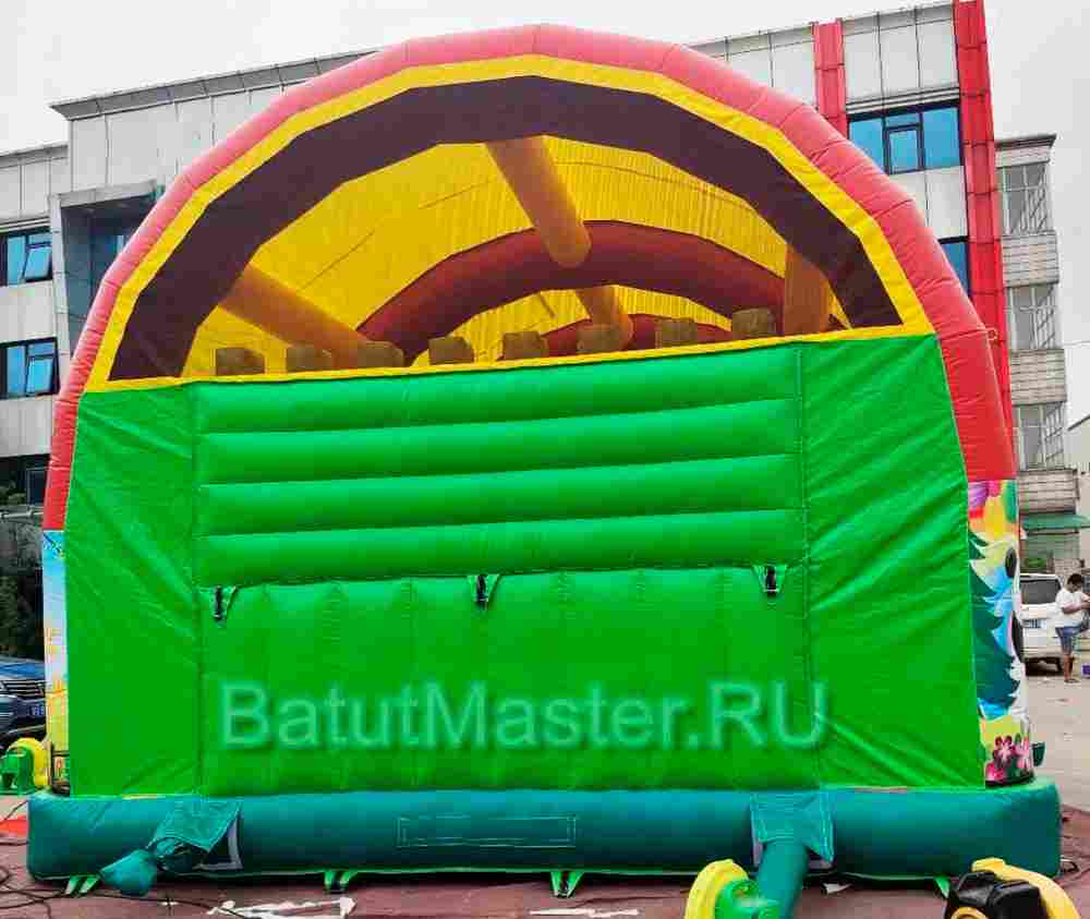 Коммерческий надувной батут "Мульти зверята" с крышей, 10*6*6 м