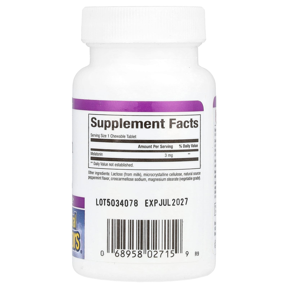 Natural Factors, Stress-Relax, мелатонин, 3 мг, 90 жевательных таблеток