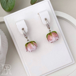 LEFIREL' Серьги серебряные женские "Пудра" с цветами из муранского стекла / ювелирные украшения из родированного серебра 925