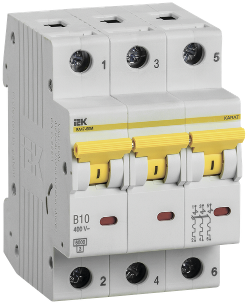 KARAT Автоматический выключатель ВА47-60M 3P B 10А 6кА IEK