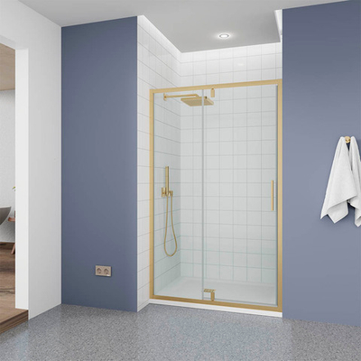 Душевая дверь Veconi Ottimo P20 G, 1000x1900, золото брашинг, стекло прозрачное