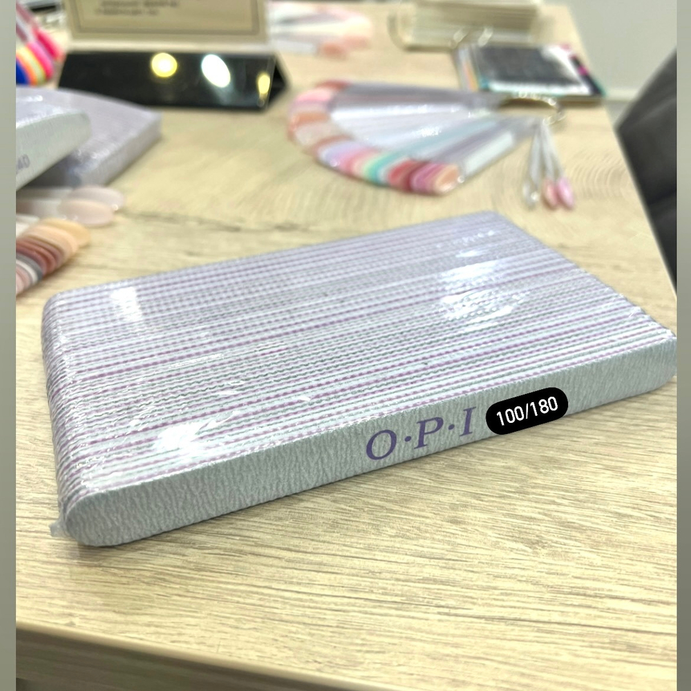 Пилка для ногтей на вспенке OPI ПРЯМАЯ 100/180 серая (25шт.)