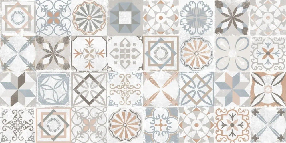 Керамогранит Alma Ceramica GFU60120BTP14R Beton PRO 60x120 микс глазурованный матовый / противоскользящий / карвинг пэчворк / с орнаментом