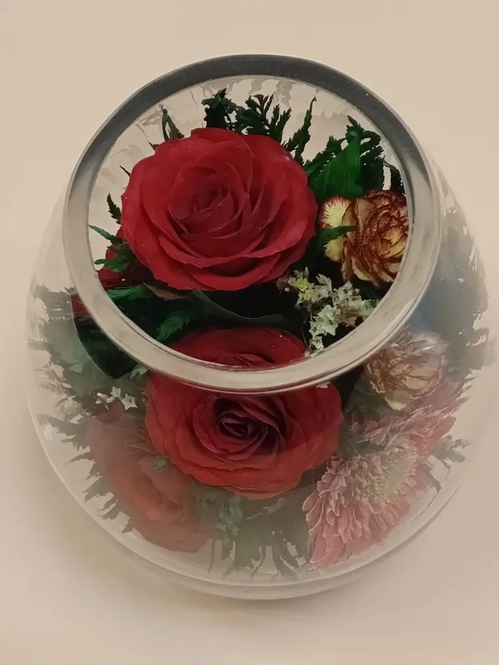 натуральные цветы в стекле, вакуум