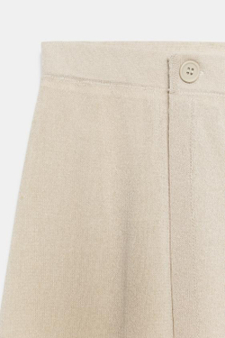 ZARA КОМБИНИРОВАННАЯ ЮБКА-ПАРЕО ИЗ ТРИКОТАЖА, СВЕТЛО-БЕЖЕВЫЙ