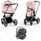 Детская коляска Cybex Priam IV 3 в 1 Peach Pink шасси Chrome Black автокресло Aton B i-Size