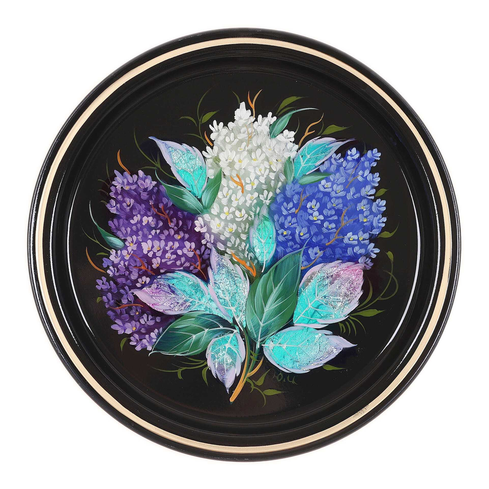 Жостовский поднос декоративный, размер 22 см (A5), металлический