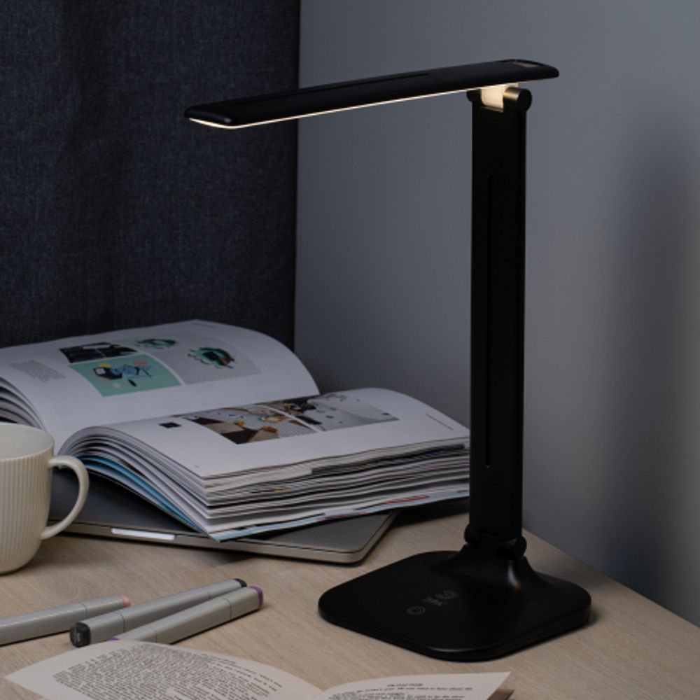 Настольный светильник ЭРА NLED-510-8W-BK светодиодный аккумуляторный черный | Светодиодные настольные лампы