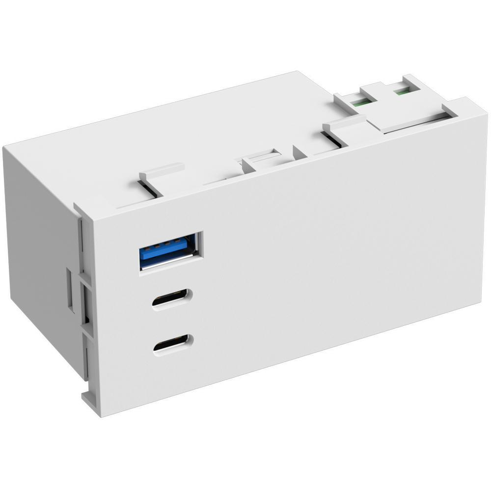 USB зарядное устройство,  100W,  Type A + C + C,  4 мод.,  бел. матовая (90х45мм)