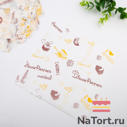 Бумага упаковочная для бенто-торта «Пекарня» 18 х 18 см, 100 шт