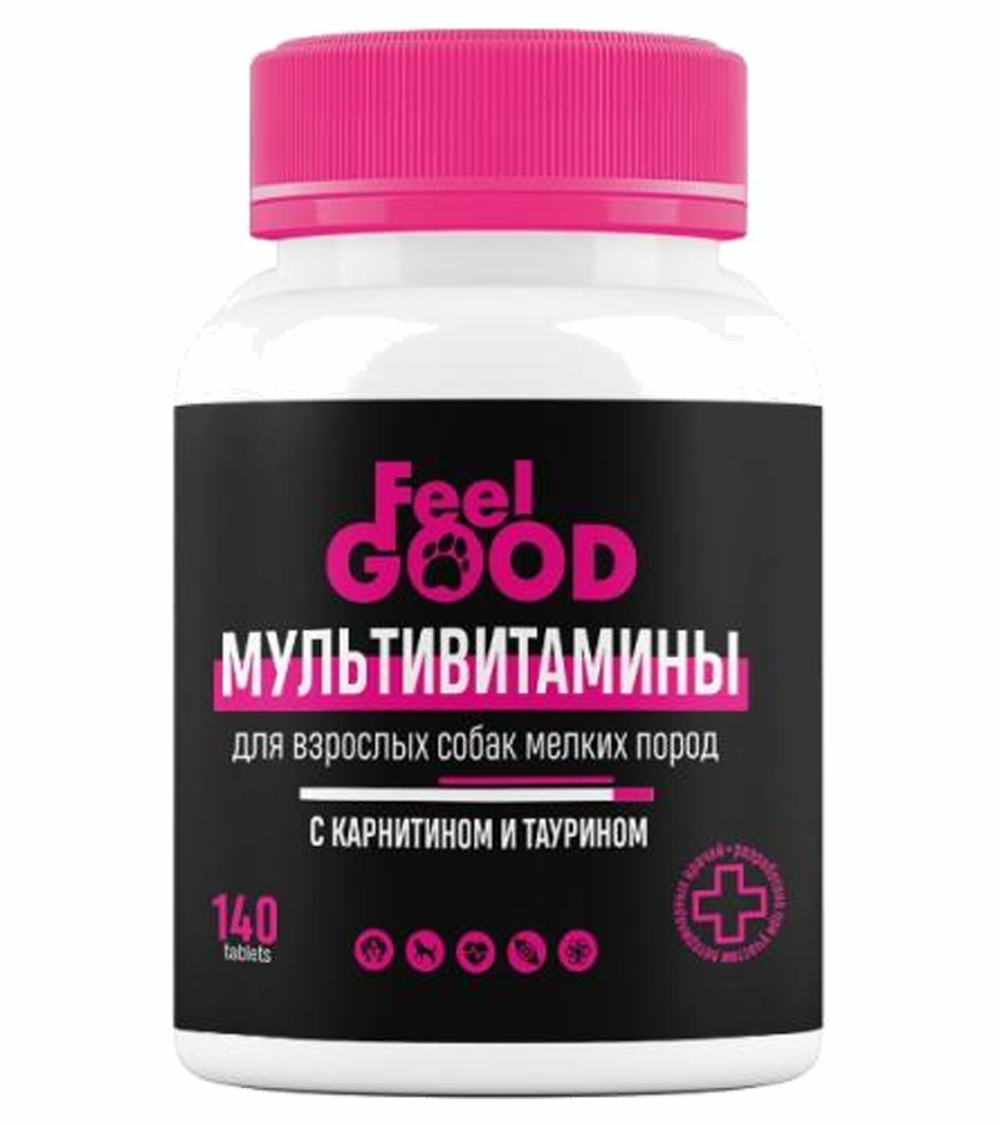 FeelGOOD Мультивитамины для взрослых собак мелких пород с карнитином и таурином, 140 табл.